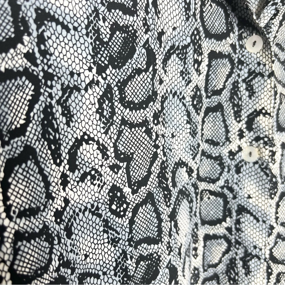 Vintage Black & Gray Snakeskin Python Button Down… - image 5